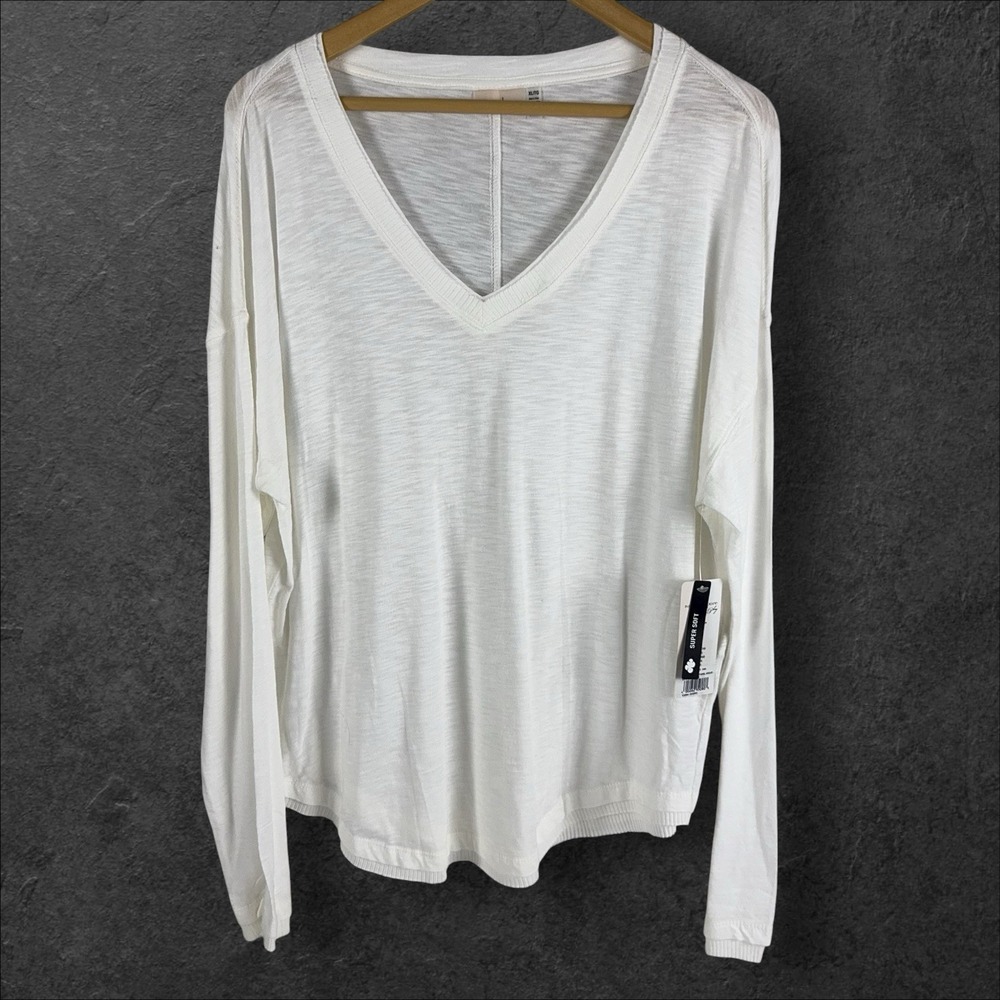 New Nanette Lepore‎ Tee Modal Cotton Knit Ivory T-Shirt Super Soft Luxe Size XL